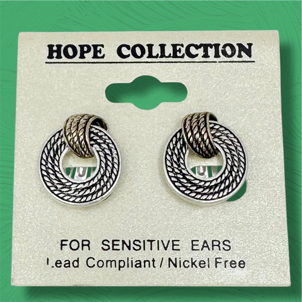 Clip On 2-Tone Door Knocker Style Earrings